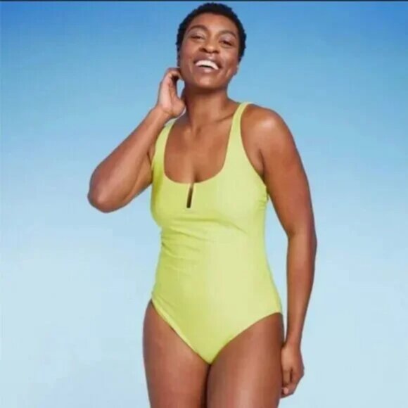 KONA SOL GREEN U-WIRE TUMMY CONTROL ONE PIECE SWIMSUIT SIZE LARGE 12-14 NWT - Picture 1 of 5